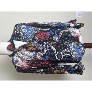 Laundry by Shelli Segal Floral Tie Neck Blouse Ruffle Sleeve Size 2